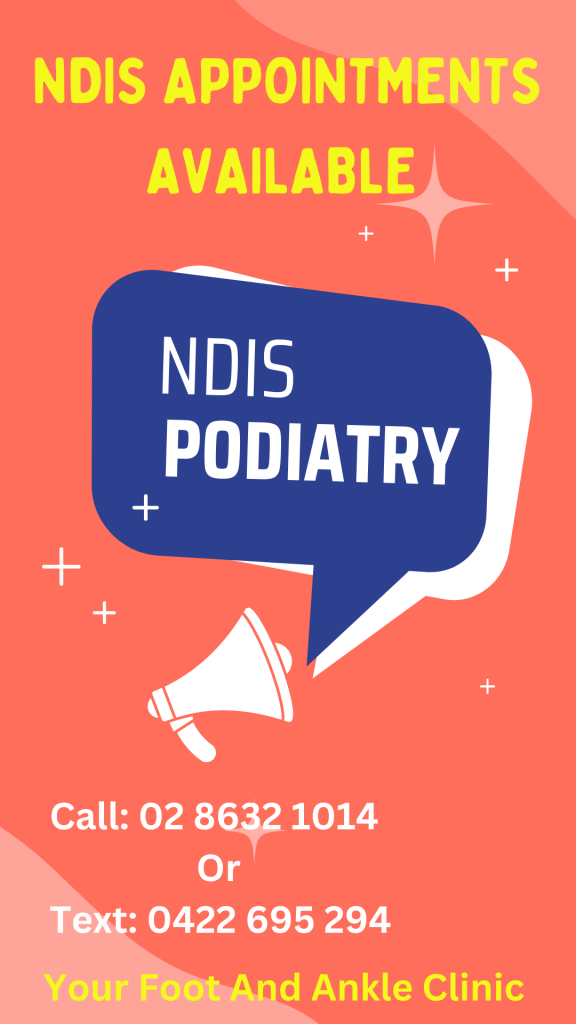 NDIS podiatry. NDIS registered podiatrist. Your foot and ankle clinic. https://goo.gl/maps/qWemhFUyBPmyFH9Y9